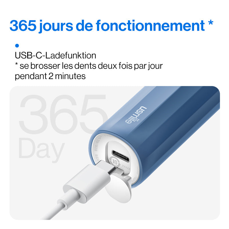 usmile Y1S Brosse à dents électrique sonique rechargeable pour adultes avec 3 modes de nettoyage, minuteur intelligent, étui de voyage, autonomie de 6 mois par charge