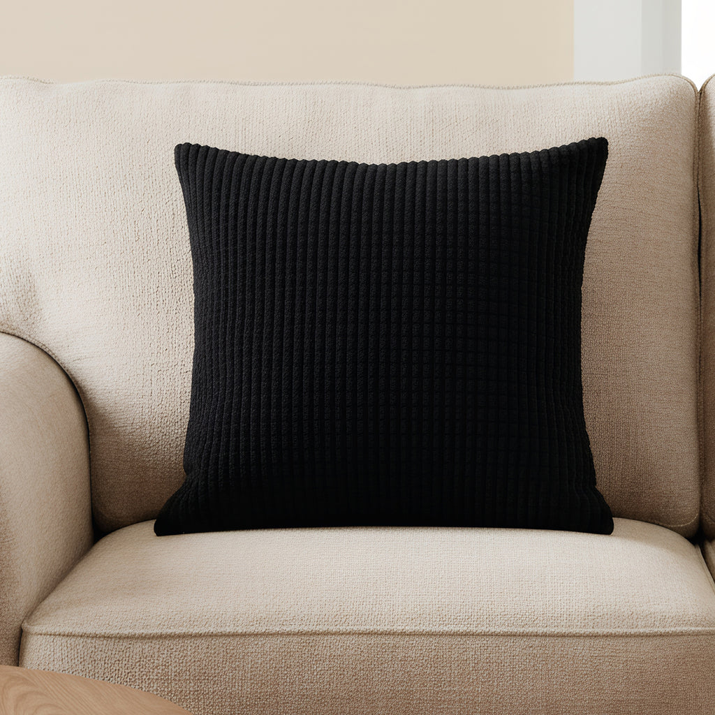 Deconovo Housse en velours couleur noire 50 x 50 cm - 1 pièce