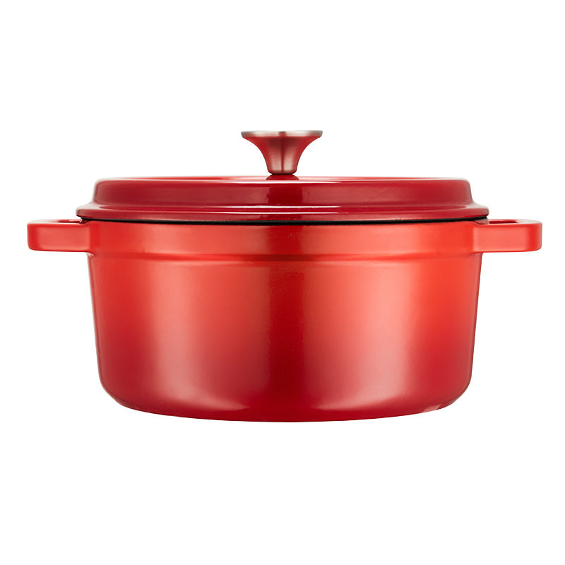 COOKER KING Chuanjia 24 cm Faitout en fonte émaillée, ustensile de cuisson robuste à maintien thermique, rouge style Le Creuset