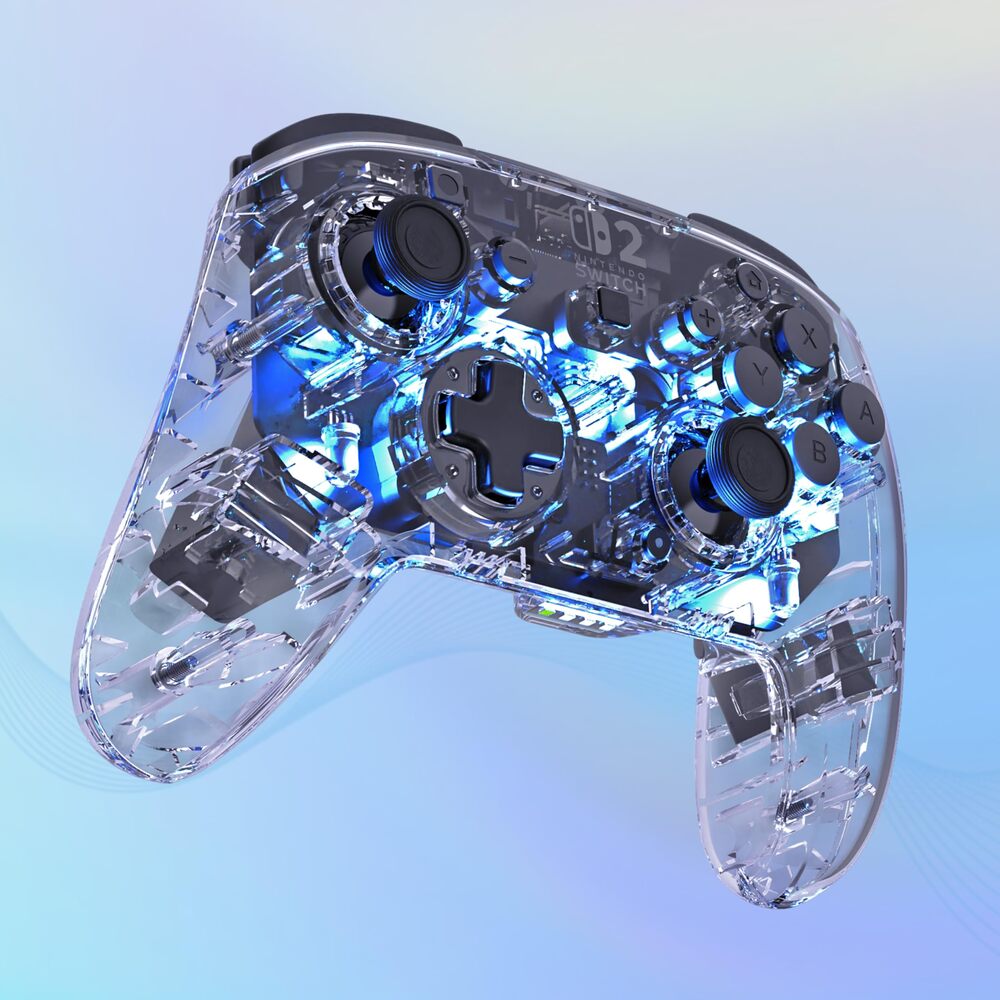 Turtle Beach Afterglow Wave Manette Sans Fil (Bluetooth) RGB - TMR Sticks, Batterie 40 h, 4 Modes RGB, 2 Boutons Programmables - Nintendo Switch 2, Switch, Switch Lite & Switch OLED - Transparent
