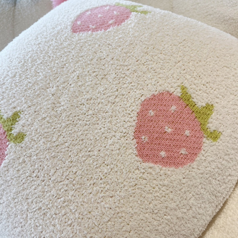 MEROPE, Housse de coussin en tricot acrylique sherpa, 50x50 cm, fraise, 1 pack