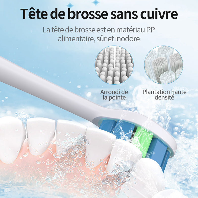 Rushi R-C32 Brosse à dents électrique, Tête de brosse sans cuivre, Étanche IPX7, Blanc
