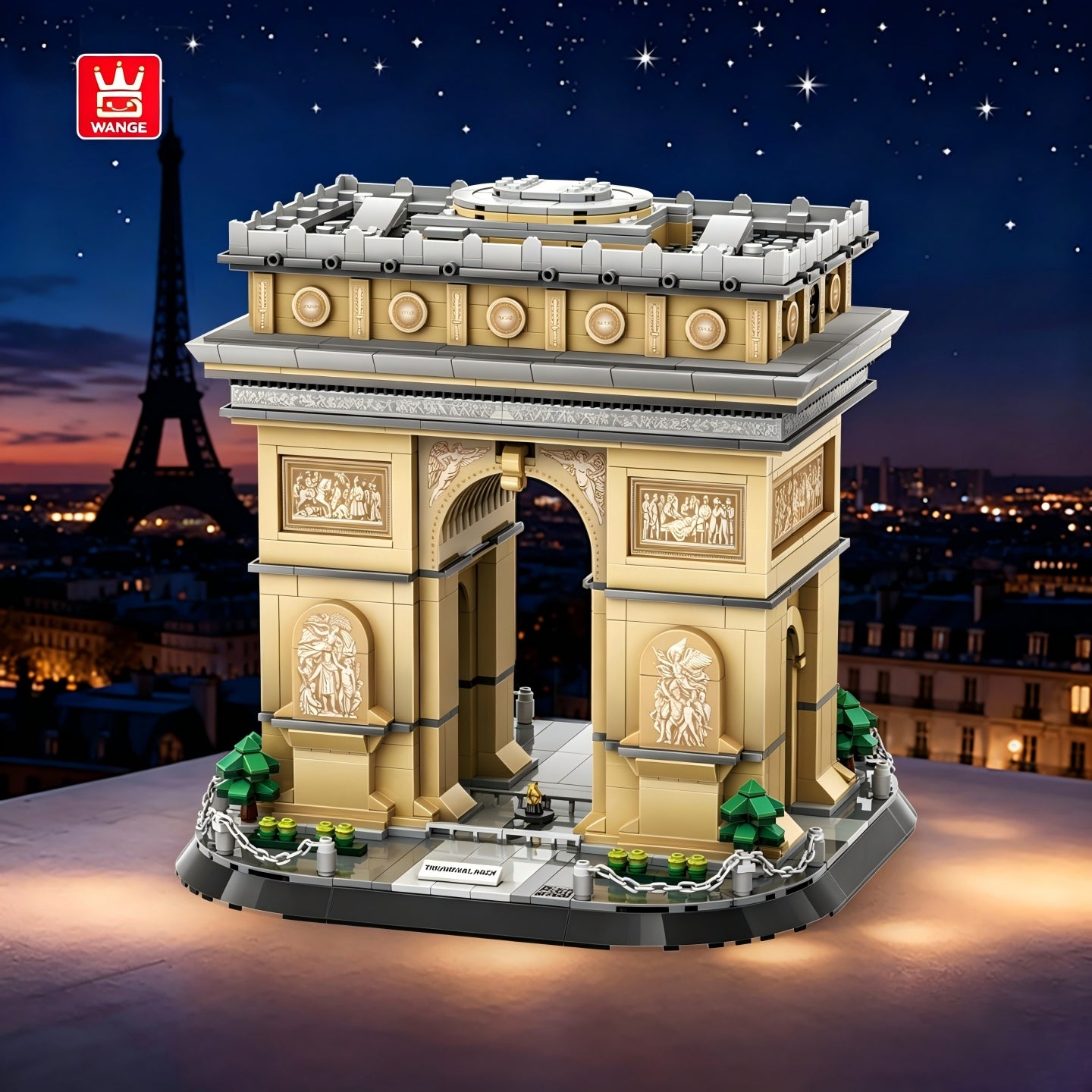WANGE Arc de Triomphe-Paris, France 1377 Pièces Ensemble de Blocs de Construction pour Bâtisseurs Amateurs