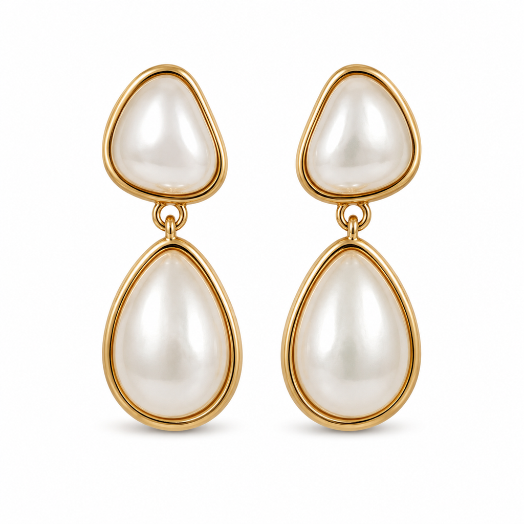 VoxorAI Boucles d’oreilles pendantes françaises dorées à perle goutte d’eau, Manchettes d’oreille, Clous d’oreilles, Toutes saisons