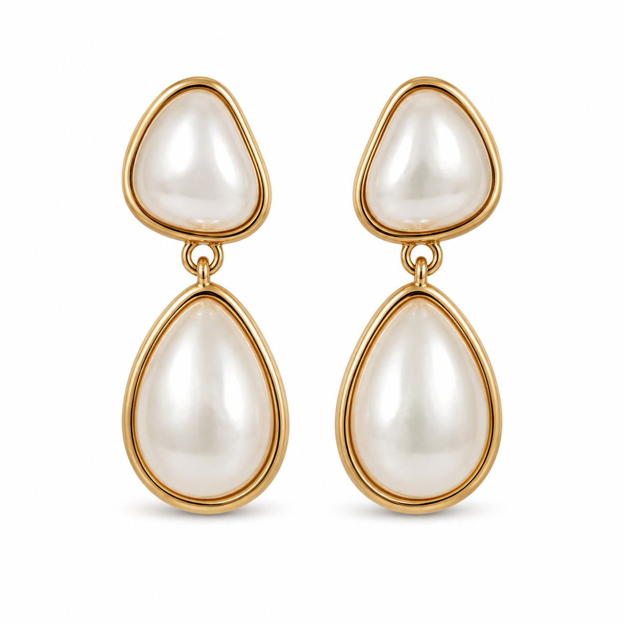 VoxorAI Boucles d’oreilles pendantes françaises dorées à perle goutte d’eau, Manchettes d’oreille, Clous d’oreilles, Toutes saisons