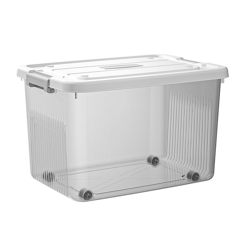 E-YAYUN N° 8866 Lot de 4 boîtes de rangement en plastique PP transparent renforcé avec couvercles, empilables, 50,4 x 37,6 x 28,8 cm