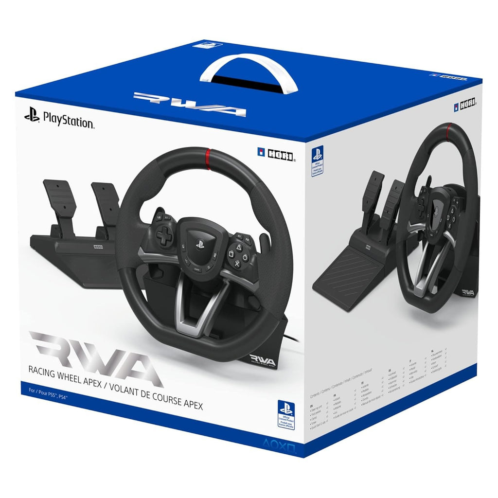 Hori Volant de Course Apex pour PC/PS4/PS5 - Pédales incluses - Licence officielle Sony - Noir