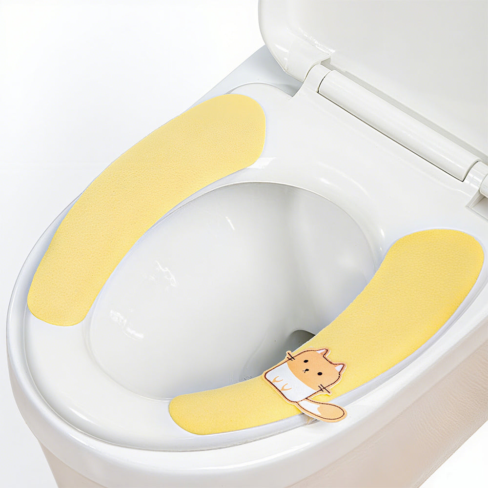 SNSP Lot de 4 paires de coussins de siège de toilette adhésifs, lavables, avec poignée et autocollants