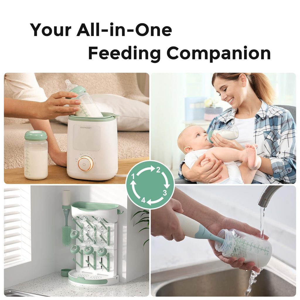 Momcozy Accessoire Pichet de Congélation pour Lait Maternel - Bouteilles de Conservation KA01 (4 Pièces, Vert)
