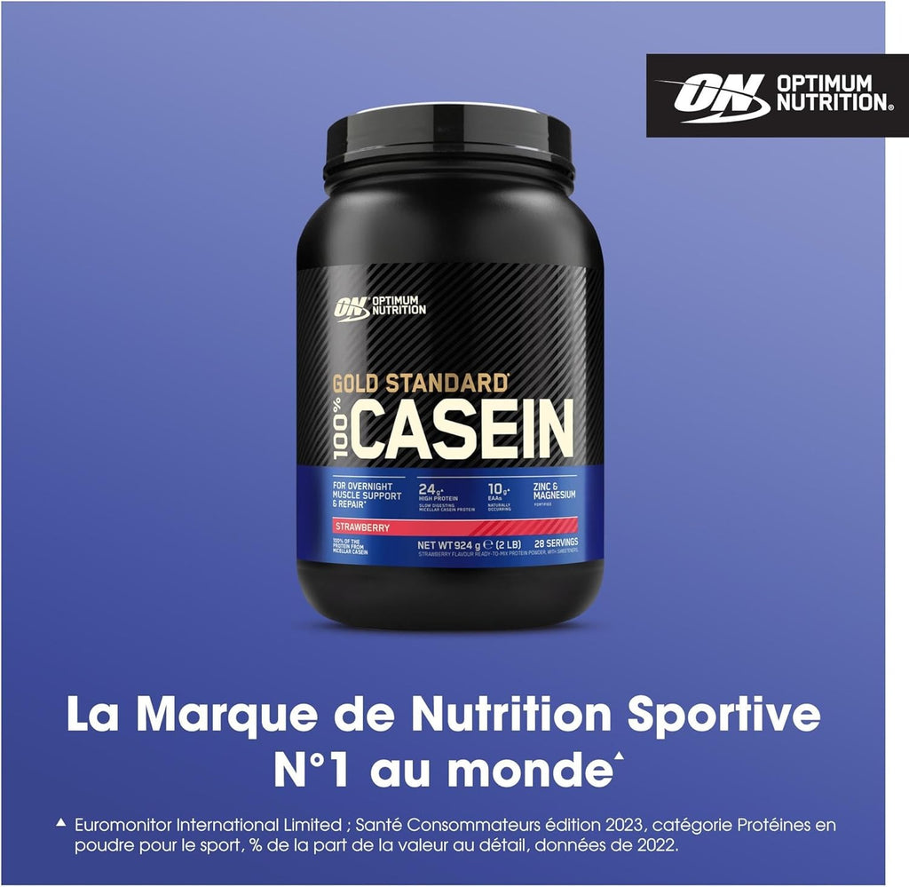 Optimum Nutrition Gold Standard 100 % Caséine, Saveur Fraise Délice 924 g (28 portions)