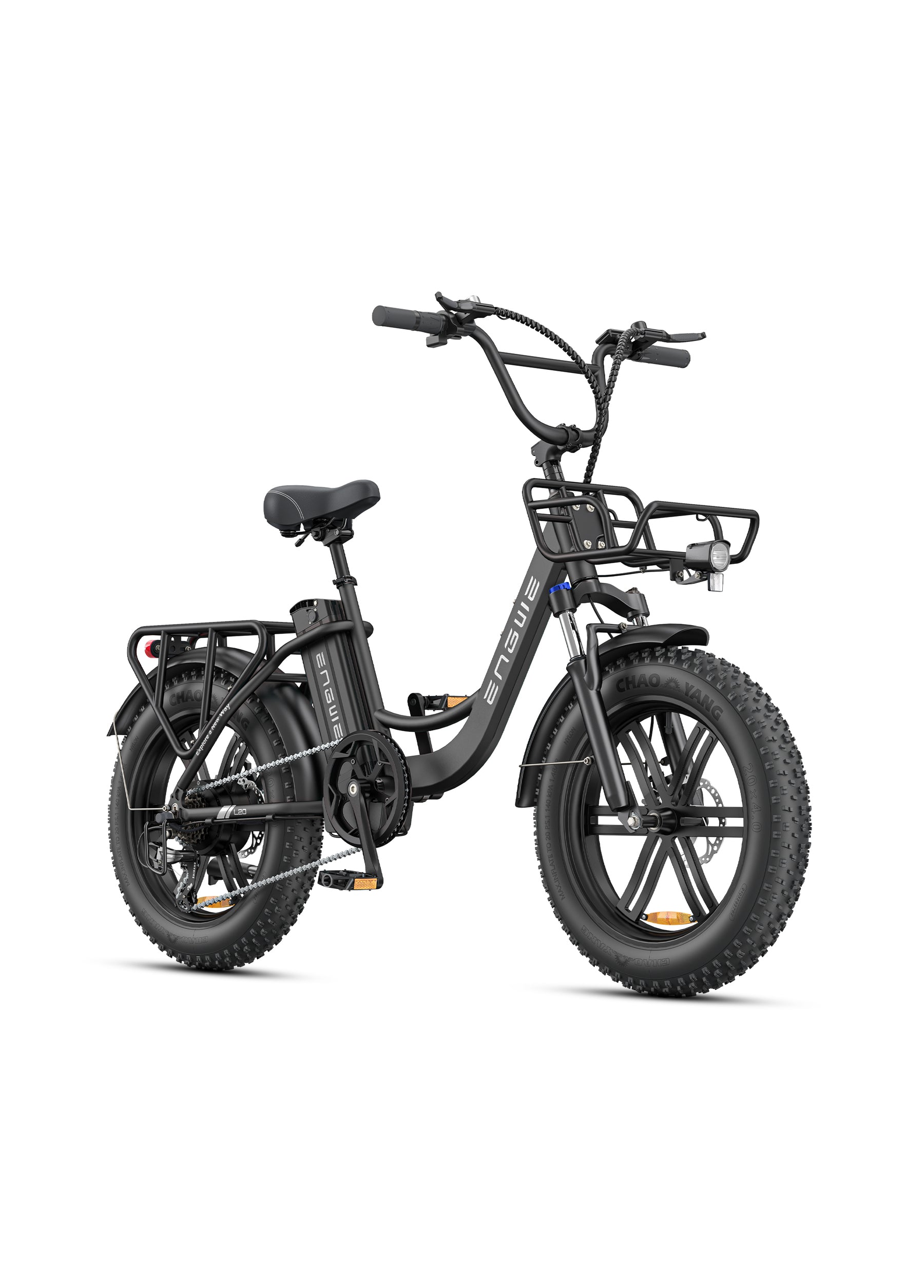 ENGWE L20 Boost Vélo électrique avec batterie 48 V 13 Ah, 20 x 4,0 po, transmission 7 vitesses avec écran LCD, moteur 250 W et vitesse 25 km/h, autonomie jusqu’à 120 km - Noir
