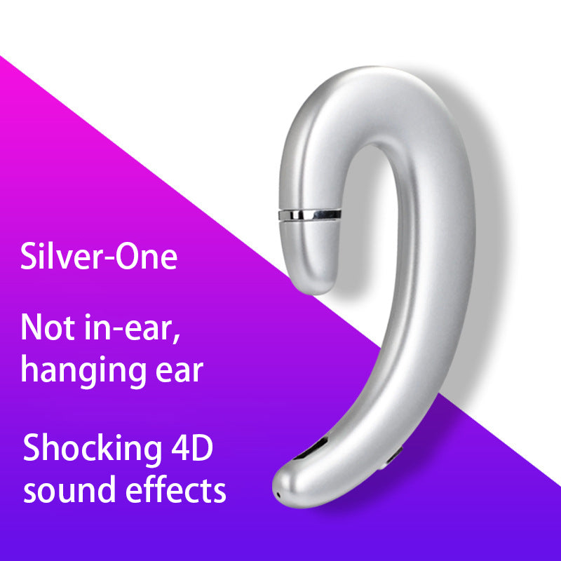 VoxorAI C6 Écouteur mono à crochet d’oreille argent, Écouteur Bluetooth, Écouteur à conduction osseuse, Écouteur de sport - Modèle populaire