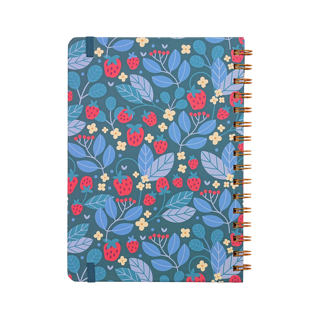 Jubiluu Carnet ligné A5 à spirales et couverture rigide florale - Berry Floral