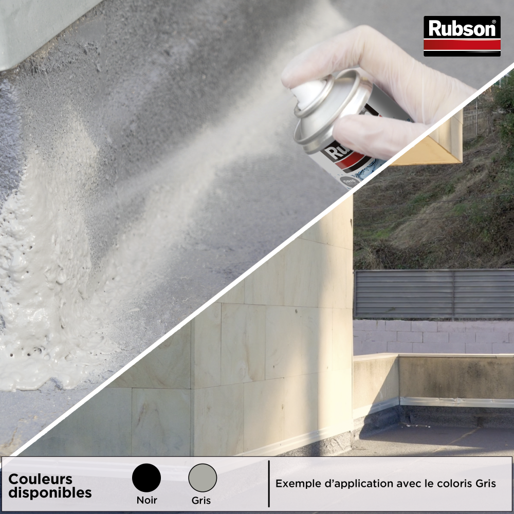 Henkel Rubson Revêtement Waterproof en Spray Anti-Fuites Noir (aérosol 300 ml), pour colmater fuites et fissures, caoutchouc liquide pour réparations, séchage rapide