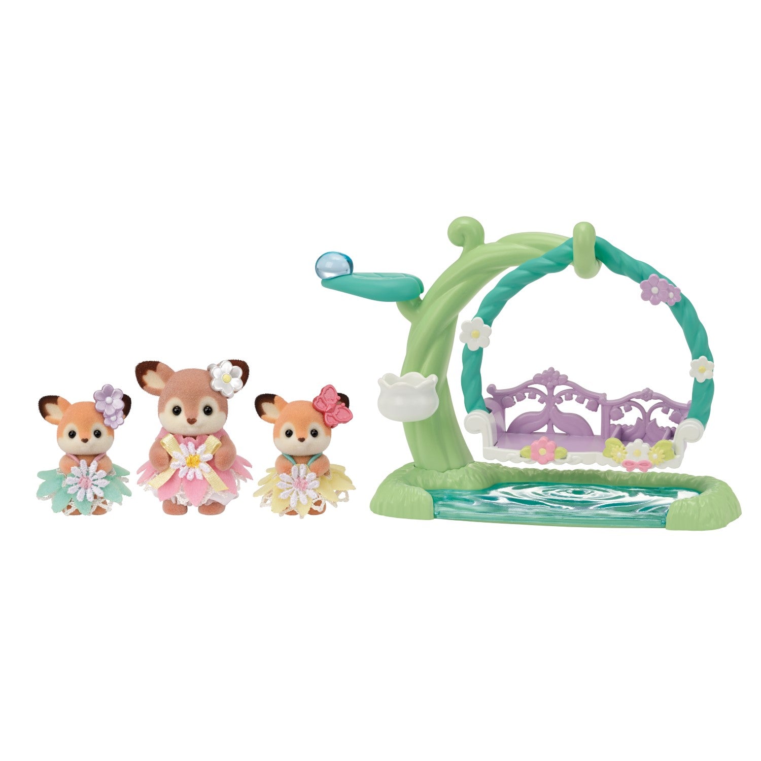Sylvanian Families Coffret de Jeu Balançoire Florale Bébés Cerfs