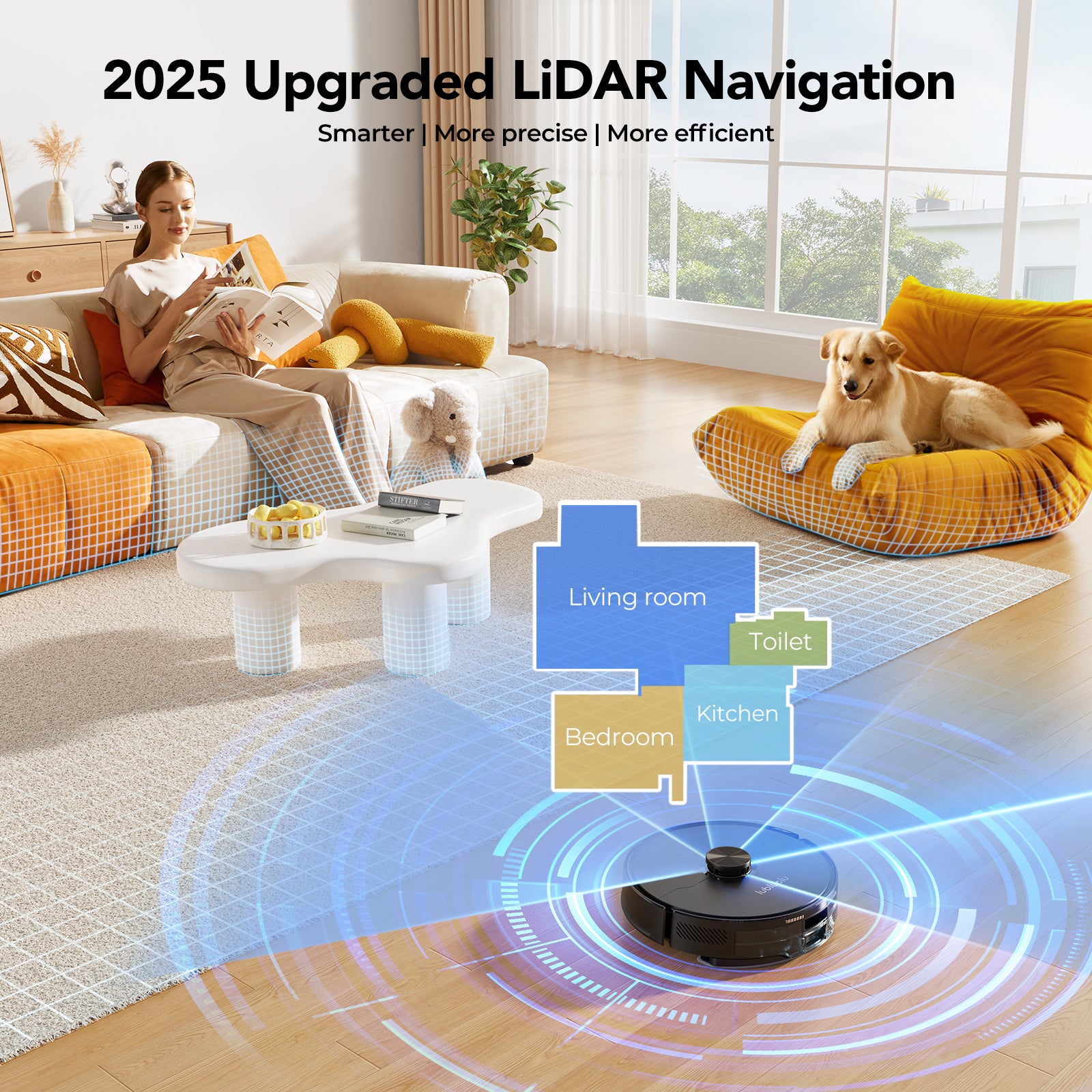 Lubluelu L15 Ultra Aspirateur robot 3-en-1 avec lavage, aspiration puissante de 4000 Pa, navigation laser, cartographie en 5 étapes, silencieux à 55 dB, contrôle via application, idéal pour les poils d’animaux, les tapis et les sols durs