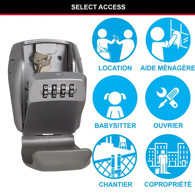 Master Lock Boîte à clés certifiée, mural, format moyen, 105 x 132 x 43 mm