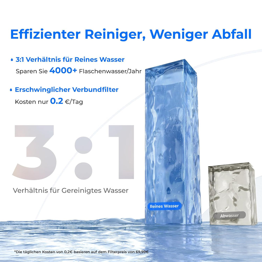 Système d’Osmose Inverse de Comptoir Waterdrop WD-A2 pour la Maison, Refroidisseur d’Eau Sans Bouteille avec Réservoir Portatif, Eau Froide, 6 Réglages de Température, Rapport 3:1 Eau Pure/Drain