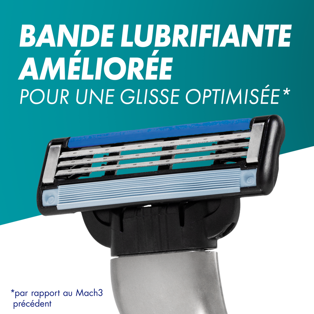 Gillette Rasoir Homme Mach 3, avec 3 Recharges, Noir | Manche Réutilisable, Cartouche à 3 Lames en Acier Inoxydable, Bande Lubrifiante, 1 Recharge Jusqu’à 15 Rasages