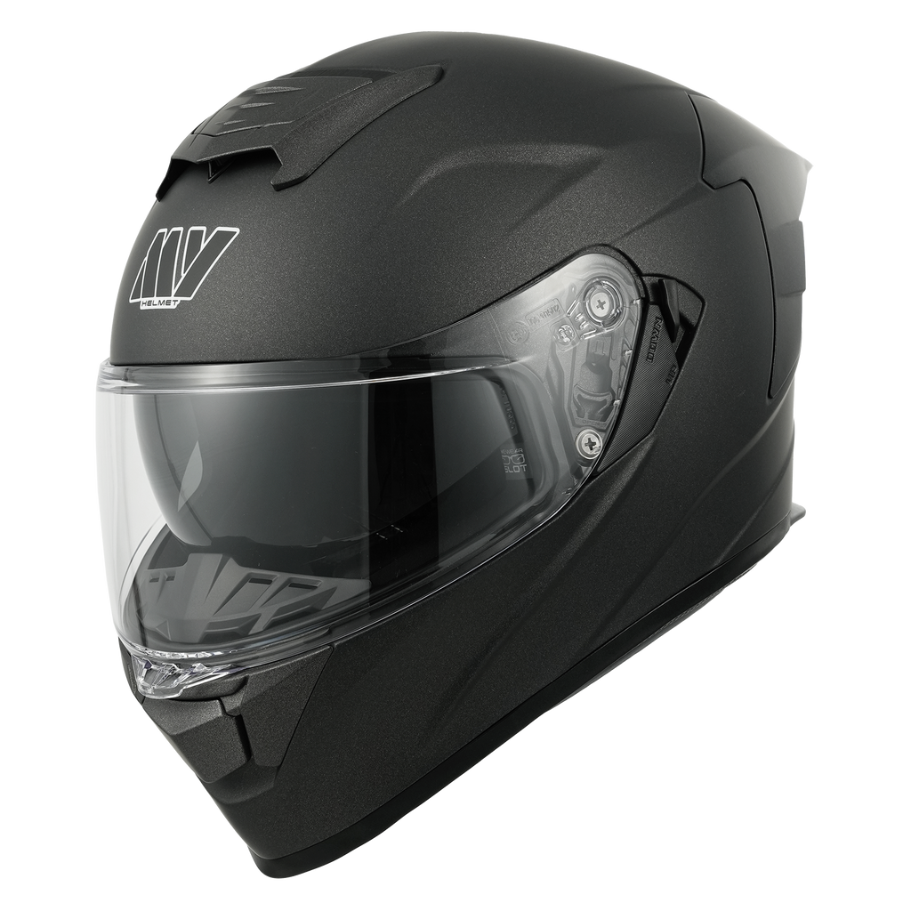MY Casque intégral de moto, casque intégral, casque de cyclomoteur avec écran solaire pour hommes et femmes, homologation ECE 22.06, modèle MY-936, titane mat XXL