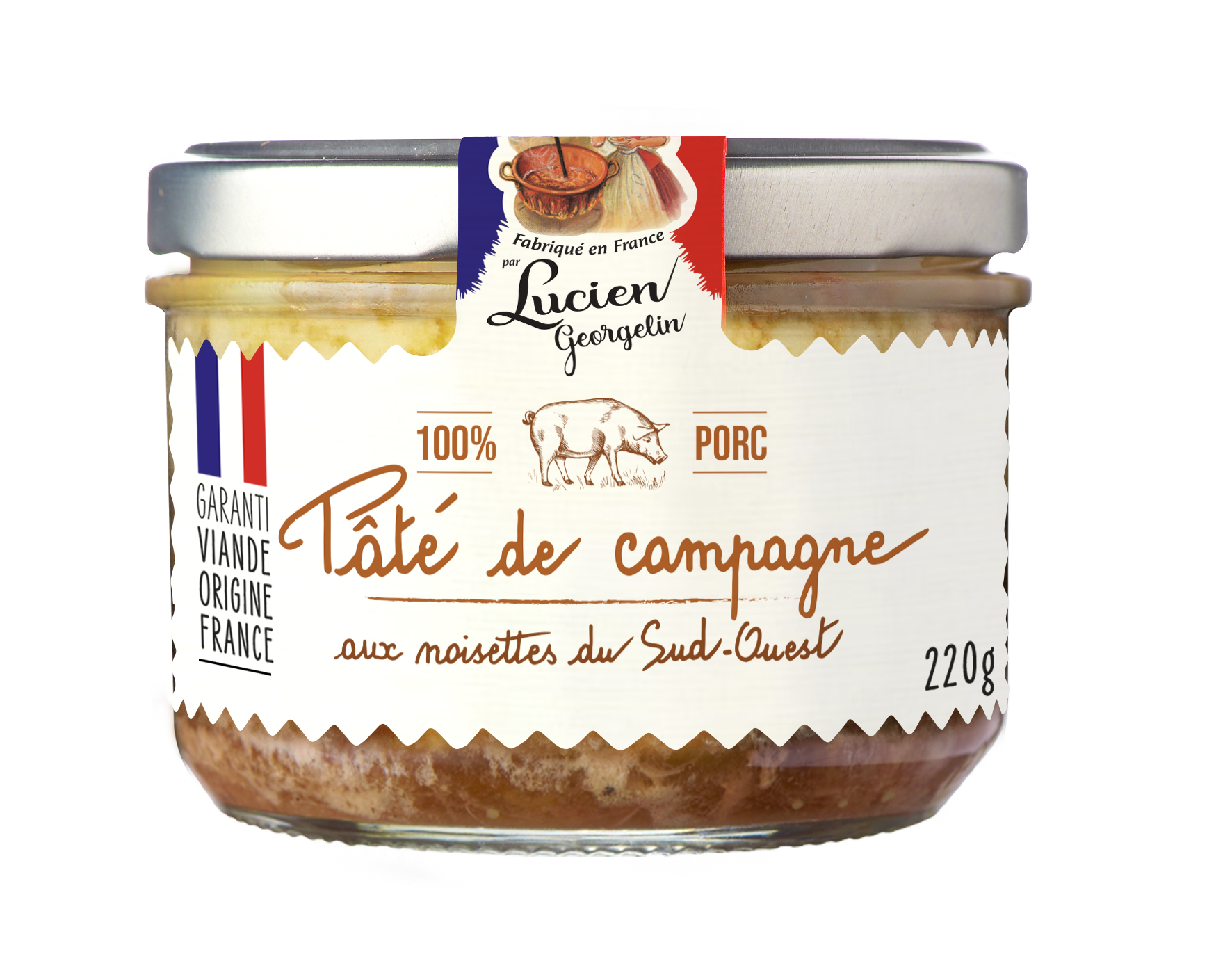 LUCIEN GEORGELIN Pâté de campagne aux noisettes du Sud-Ouest - 220 g