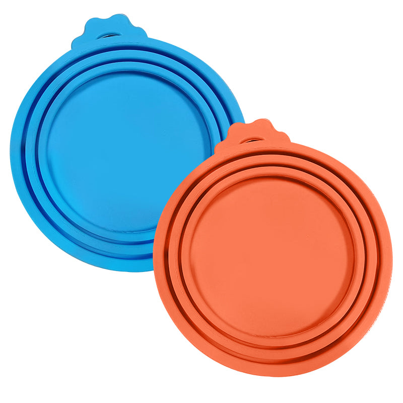 Vilscijon Lot de 2 : Ouvre-boîte en forme de patte et couvercles hermétiques pour boîtes de nourriture pour chat - Bleu + Orange