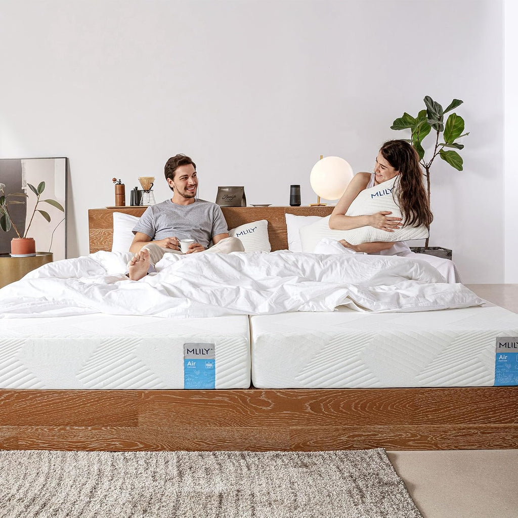 MLILY Matelas pneumatique IGR CertiPUR 120 x 200 cm Fermeté 2-en-1 Mi-ferme/Ferme Frais/Chaud Ergonomique 7 zones Mousse AirCell/CoolFlex/BlueFlow Seaqual Oeko-Tex 100 CertiPUR