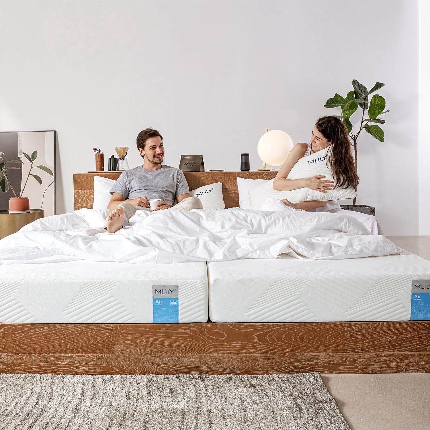 MLILY Matelas pneumatique IGR CertiPUR 120 x 200 cm Fermeté 2-en-1 Mi-ferme/Ferme Frais/Chaud Ergonomique 7 zones Mousse AirCell/CoolFlex/BlueFlow Seaqual Oeko-Tex 100 CertiPUR