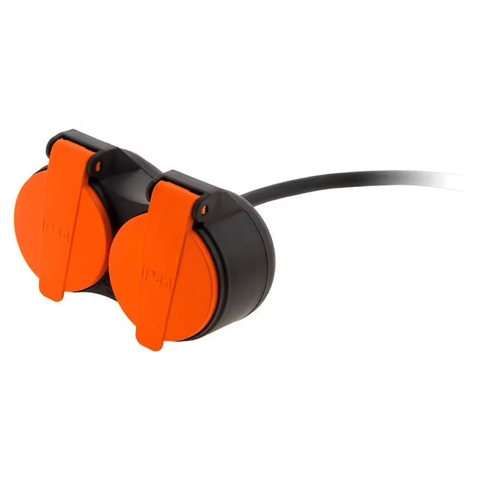ZENITECH Rallonge électrique étanche avec 2 prises et volet orange, 2p+t H07rn-f 3 x 1,5 mm², 10 m
