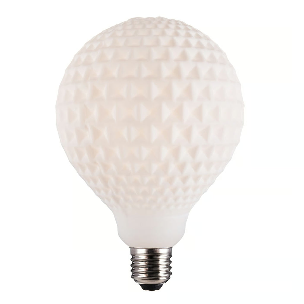 Ampoule DECO - E27 Globe 125mm surface à motifs, verre Opale - blanc chaud 3000K 500 l. - Nordlux