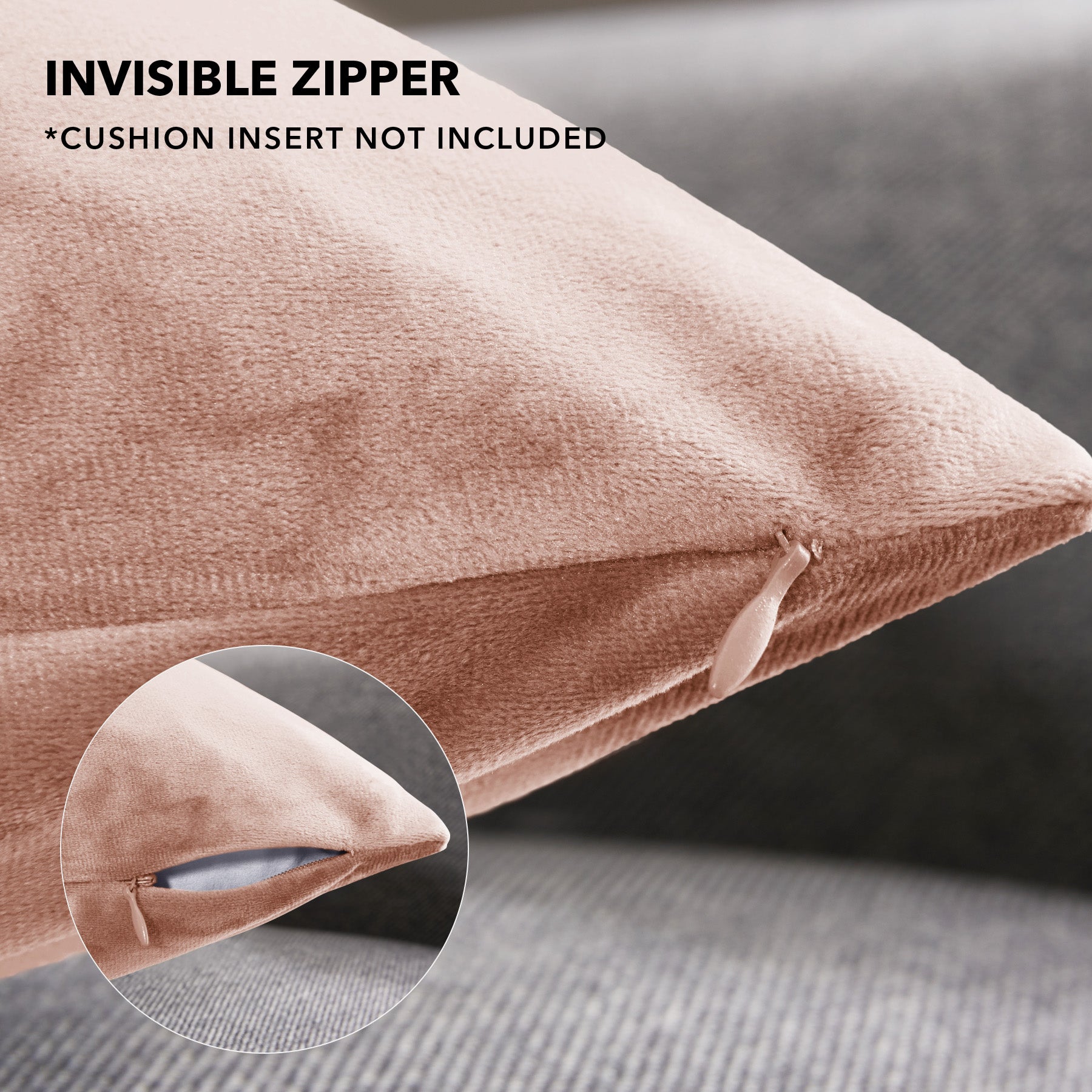 Deconovo Housse de coussin en velours néerlandais, coloris rose poudré, 45 x 45 cm, 1 pièce
