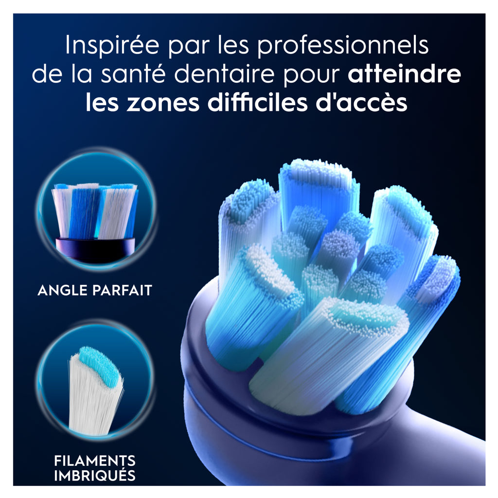 Oral-B iO Series 3 brossettes de rechange rondes d’origine Ultimate Clean blanches adaptées aux gencives sensibles