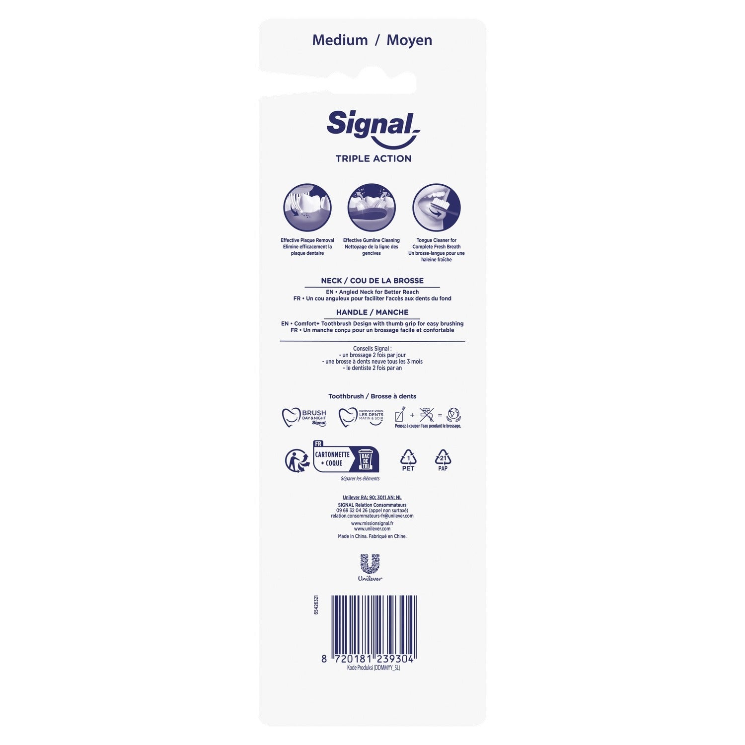 SIGNAL Brosse à dents Médium Triple Action X4