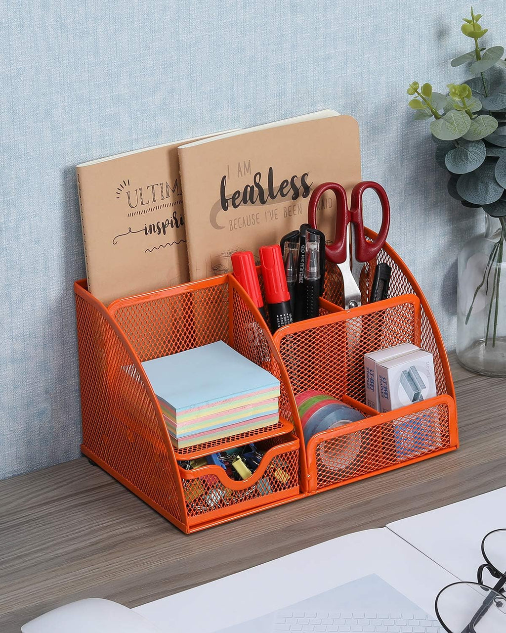 Senhoglb Organisateur de bureau en maille - Orange
