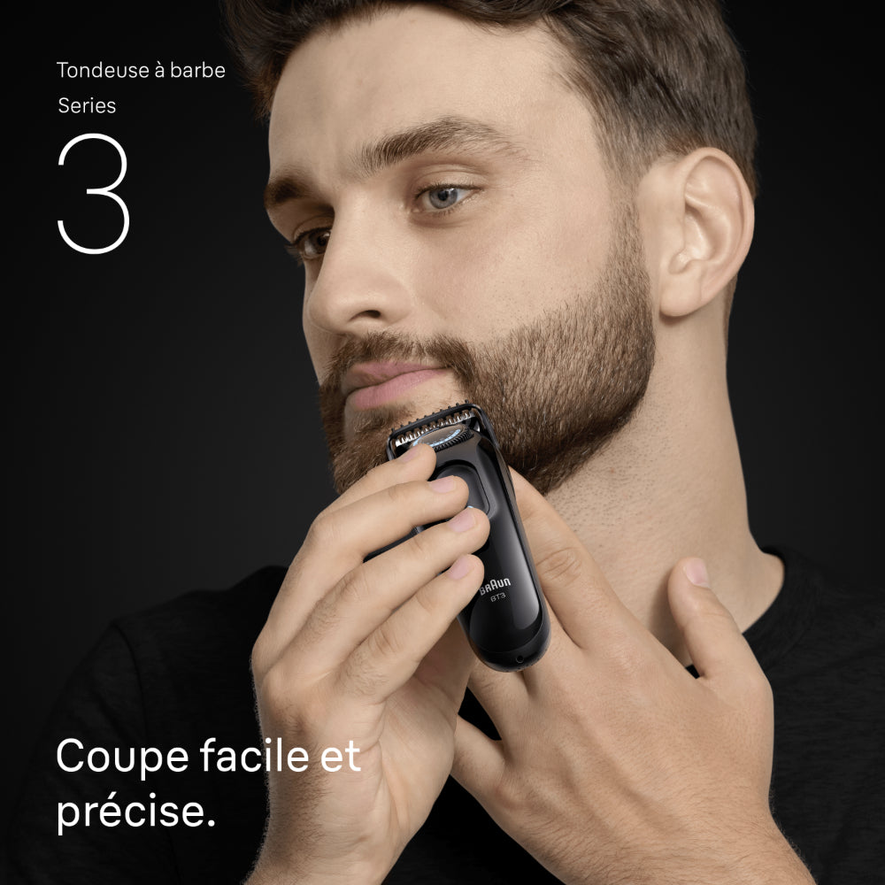 BRAUN BT3520 Series 3 Tondeuse à barbe +3 accessoires de style avec 40 réglages de longueur et lames affûtées - Noir