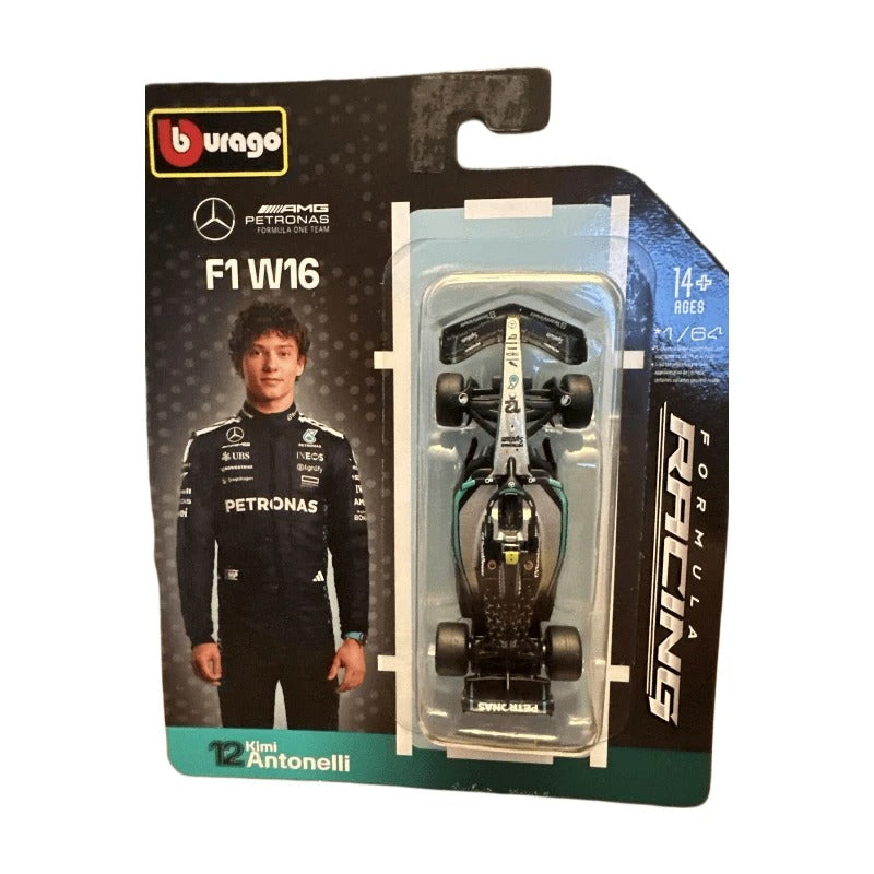 Bburago 1/64 Racing - F1 2025 Mercedes-AMG Petronas F1 W16 Équipe Australie GP #12 Kimi Antonelli
