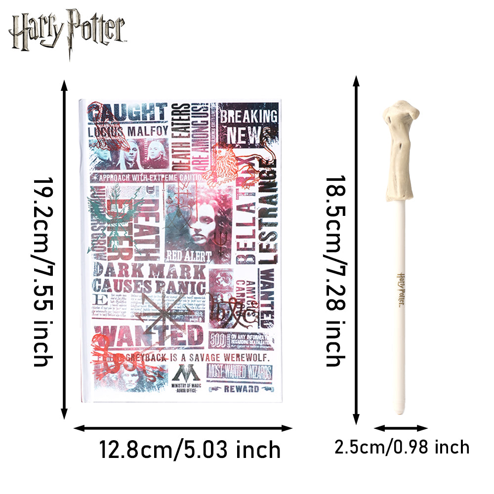 Warner Bros. Lot de 2 Carnets thème journal des forces du mal Harry Potter et Stylo baguette de Lord Voldemort Papeterie Wizarding World sous licence officielle Collection à thème exclusive Cadeau