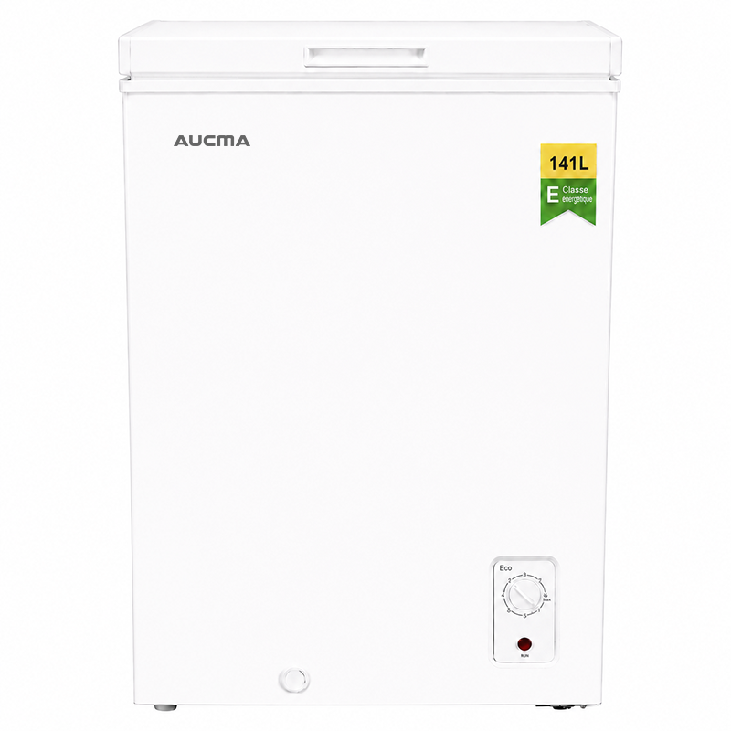 AUCMA 141 L Congélateur Coffre Convertible, Réfrigérateur & Congélateur Réversible, Mini Congélateur Profond Ouverture par le Haut, Classe Énergétique E, Fonctionnement Silencieux, Thermostat à 7 Niveaux, Panier Amovible & Tuyau de Dégivrage, Convien