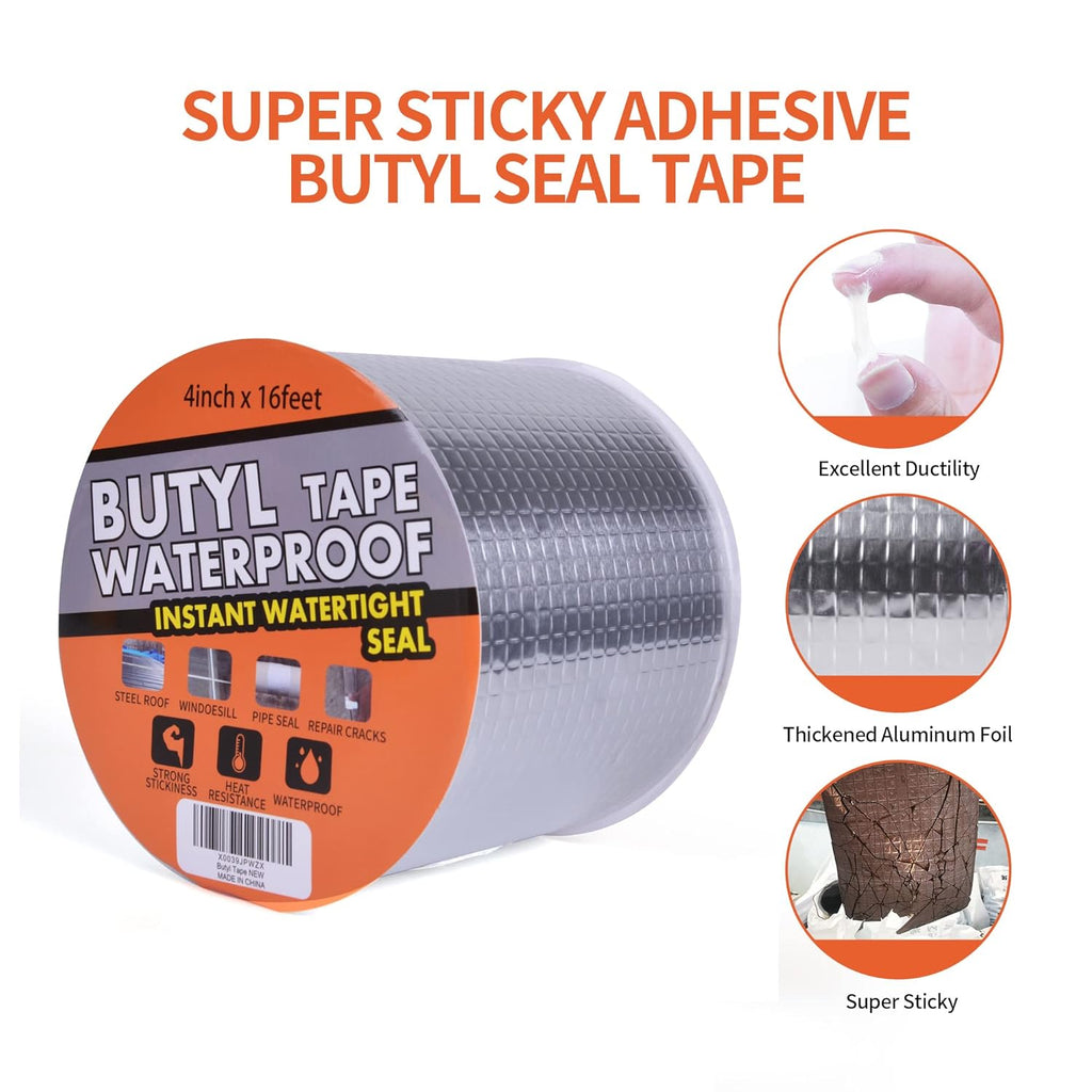 TAPEBEAR Ruban d’étanchéité en butyle argent - 50 mm x 5 m