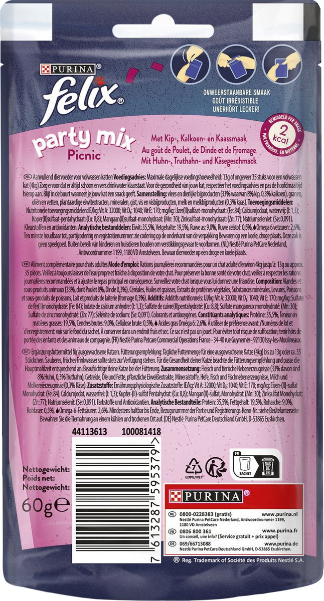 Felix Party mix Friandises pour chats Mélange pique-nique 8*60 g