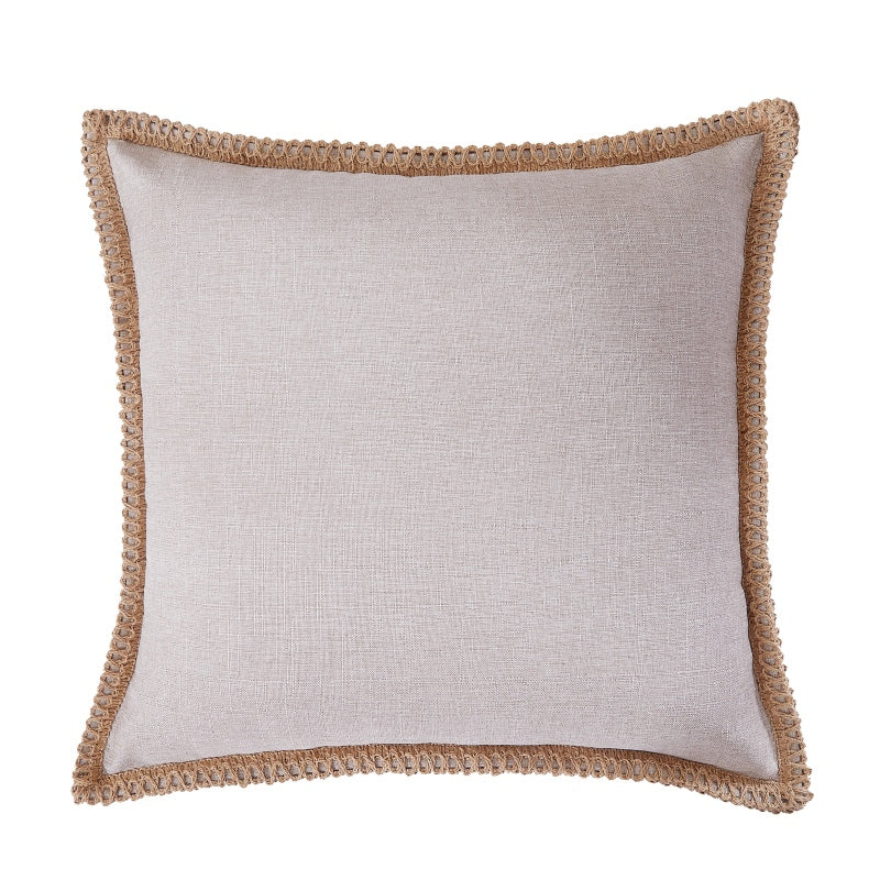 MEROPE, Housse de coussin aspect lin polyester, 50x50 cm, blanchi, 1 pack
