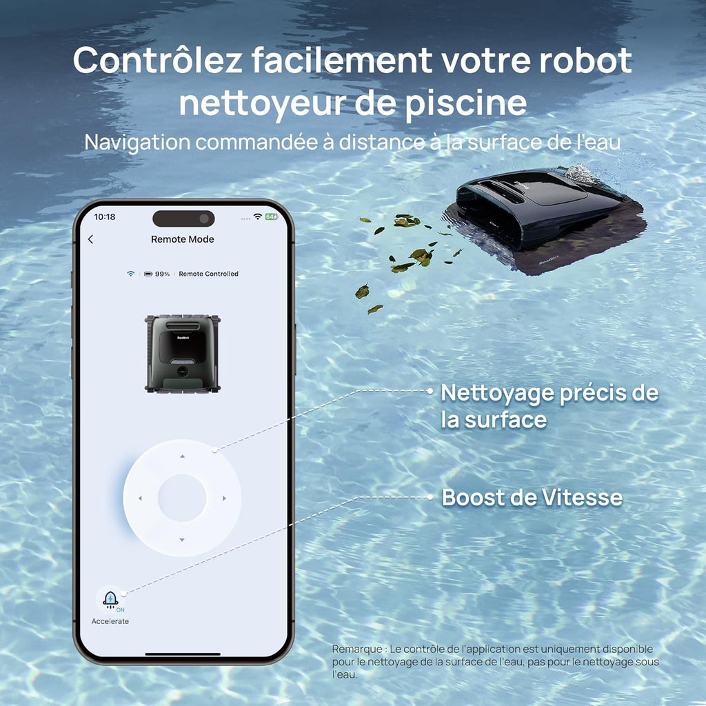 Beatbot MS 2 Pro Version Robot Aspirateur de Piscine Sans Fil, Nettoyage 5-en-1 Inégalé, Stationnement en Surface, Skimmer de Piscine avec Contrôle par Application
