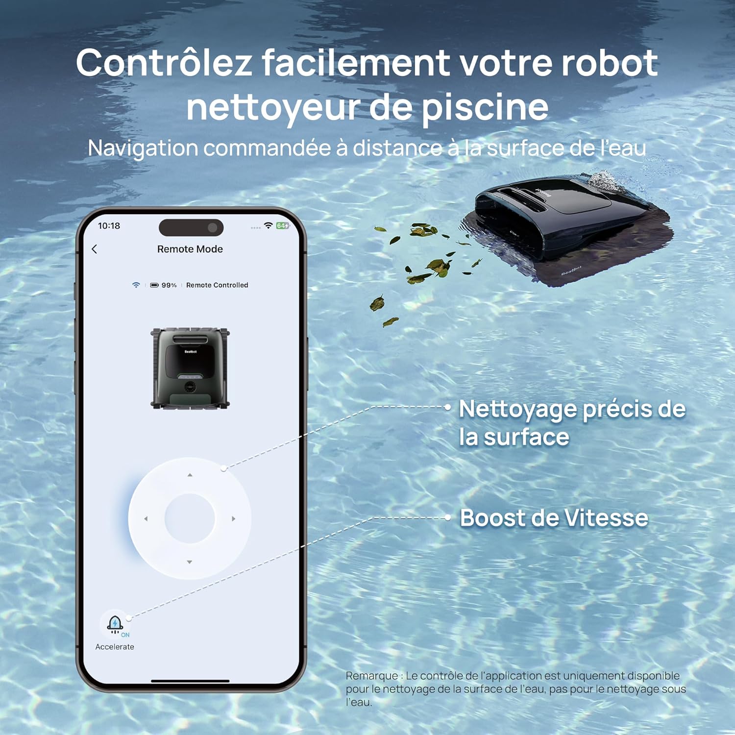 Beatbot MS 2 Pro Version Robot Aspirateur de Piscine Sans Fil, Nettoyage 5-en-1 Inégalé, Stationnement en Surface, Skimmer de Piscine avec Contrôle par Application