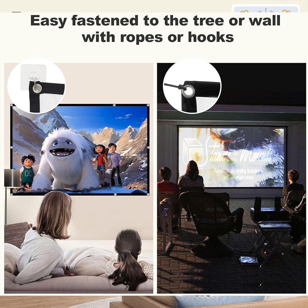 XBJ Écran de projection 72 pouces 16:9 | Écran pliable portable HD 4K anti-froissement, double face projection à grand angle de vision de 160°