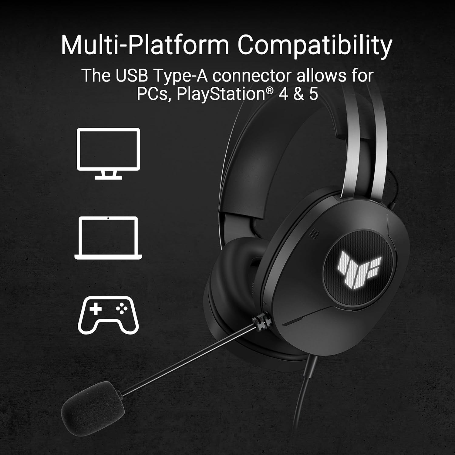 ASUS TUF Gaming H1 Gen II Casque Gaming Filaire - USB Type-A - Noir