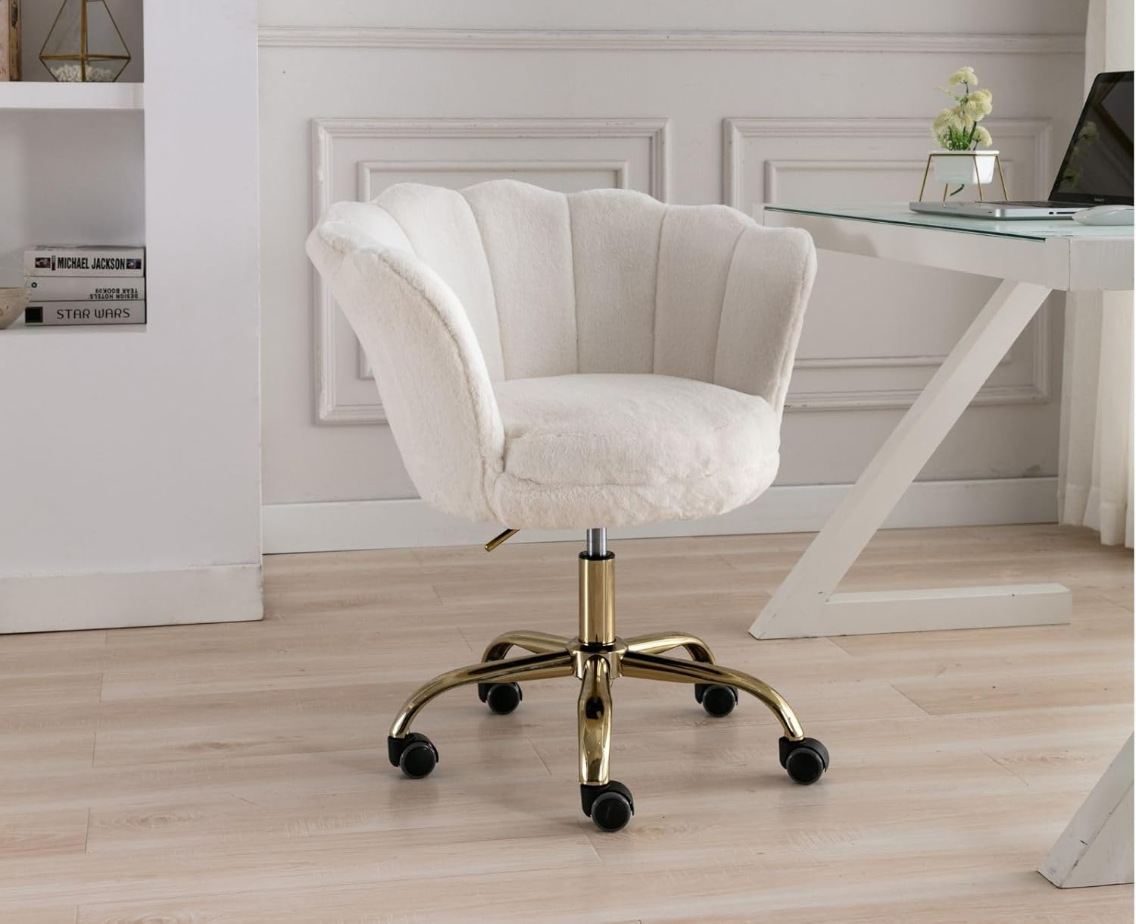 Ya-Home Chaise de bureau moderne pivotante à hauteur réglable pour bureau à domicile/chambre, Blanc