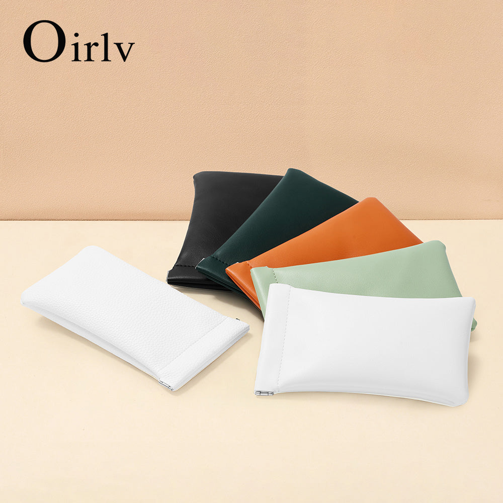 Oirlv 2 pcs Mini Trousse de Maquillage Automatique Fermée Étanche Cuir PU Sac de Rangement pour Écouteurs Sac à Monnaie Portefeuille Zéro Sac de Rangement pour Rouge à Lèvres Bijoux