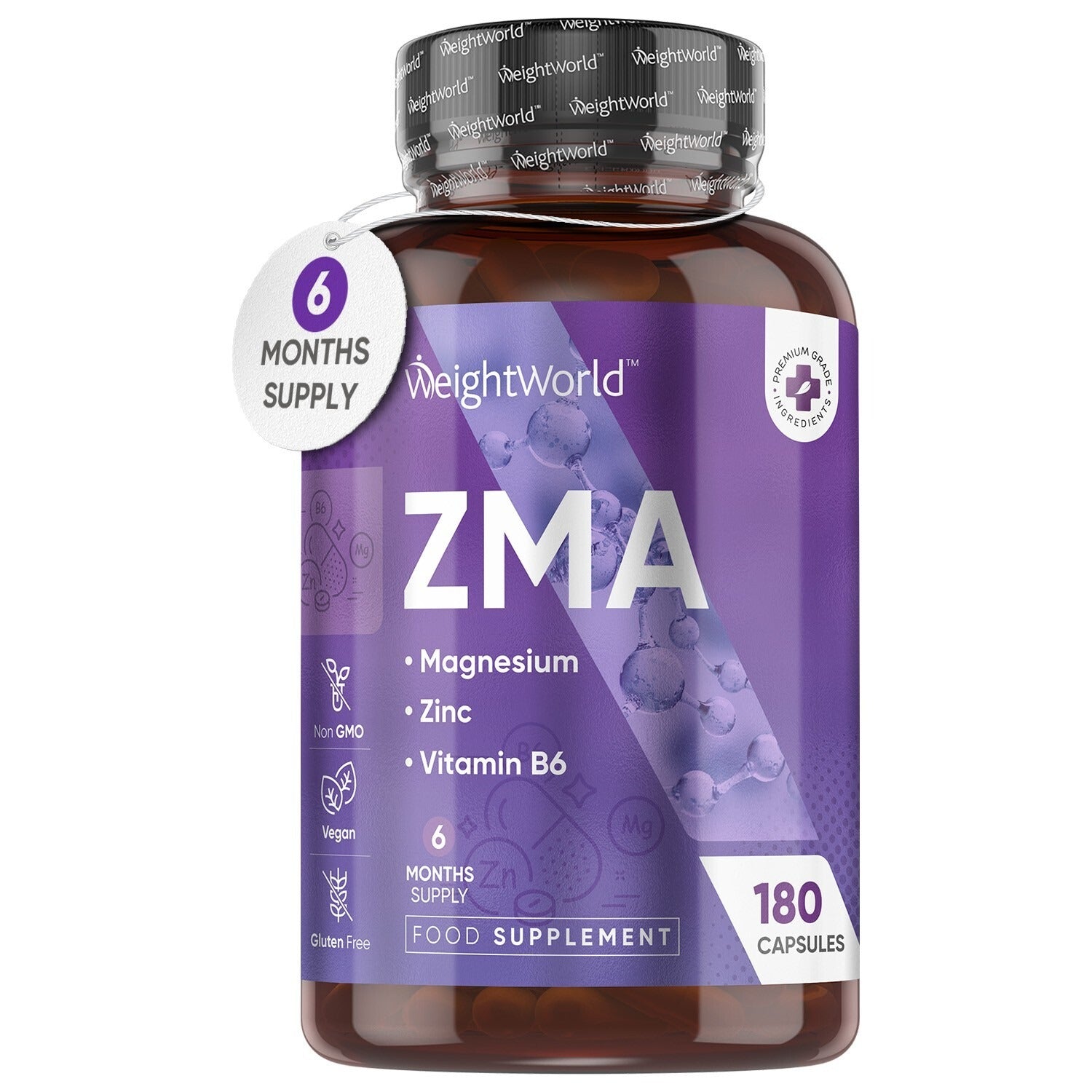 WeightWorld ZMA – Zinc, Magnésium & Vitamine B6 – 180 Capsules