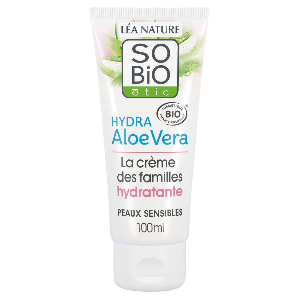 SO'BIO ETIC Crème Multi-Usages Visage Corps Mains Bio Aloe Vera Peaux Sensibles et Réactives 100 ml