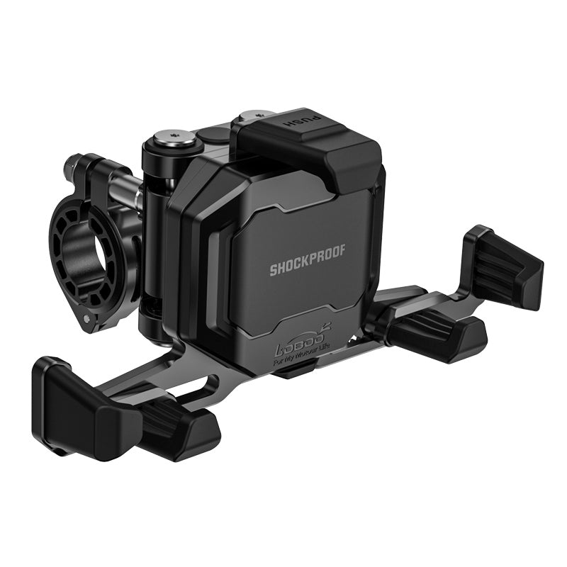 LOBOO PH06 Support de téléphone anti-vibration - Amortissement magnétique + charge sans fil 15 W - Support de moto en aluminium (convient aux téléphones de 4,7 à 7,2 pouces)